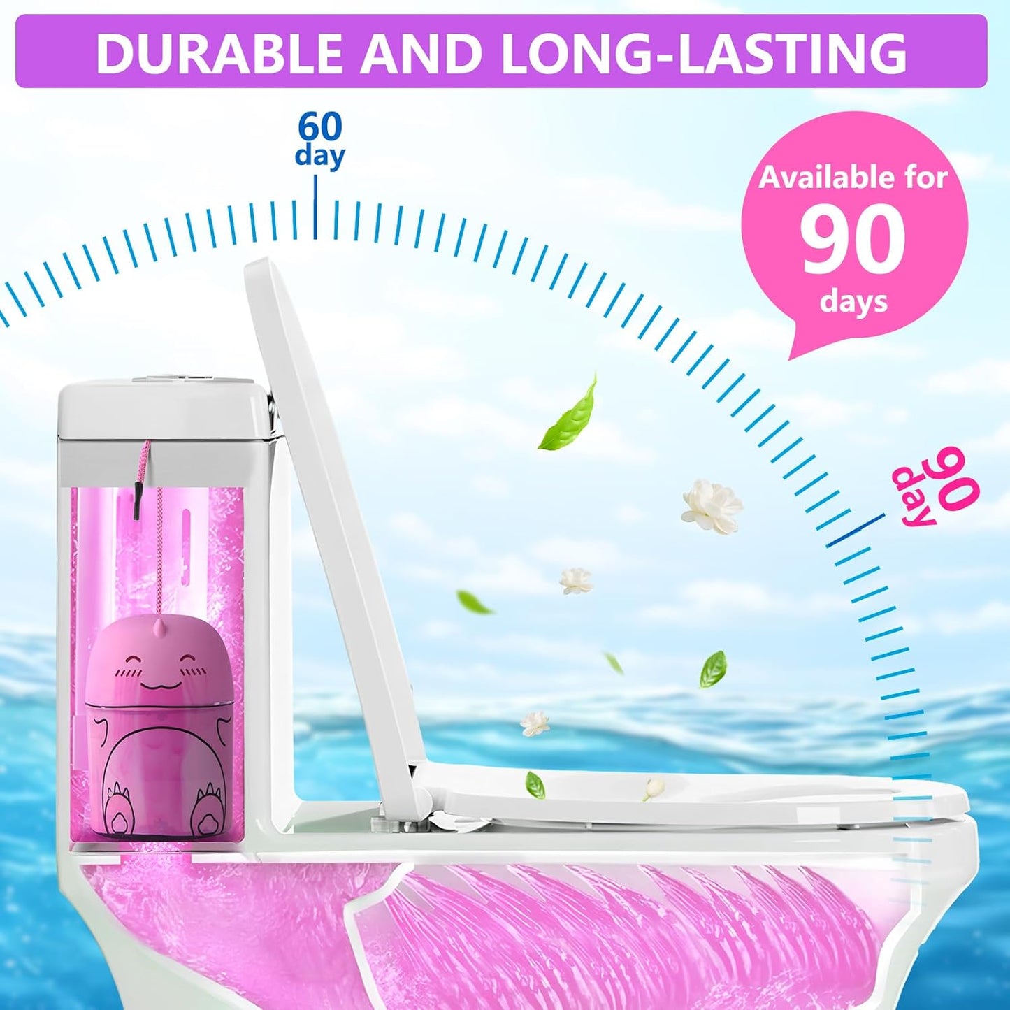 Toilet Bowl Cleaners Bottle Cute Dinosaur Shaped Bathroom Toliet Bowl Cleaner Toilet Tank Cleaner with Fresh Peach Scent (Pink)