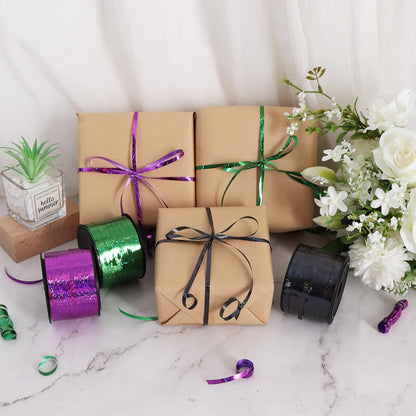 BEISHIDA 3 Pack 100 Yards Red Green Purple Halloween Curling Ribbon Balloon String Gift Wrapping Ribbon for Halloween & Birthday Parties, Holiday Decorations