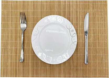ANDSTAR Set of 2 Pcs Bamboo Placemats Sushi Rolling Mat Japanese Style Natural Anti-Slip Bamboo Placemats Washable Heat-Resistant Table Mats for Dining Room and Kitchen（Brown）