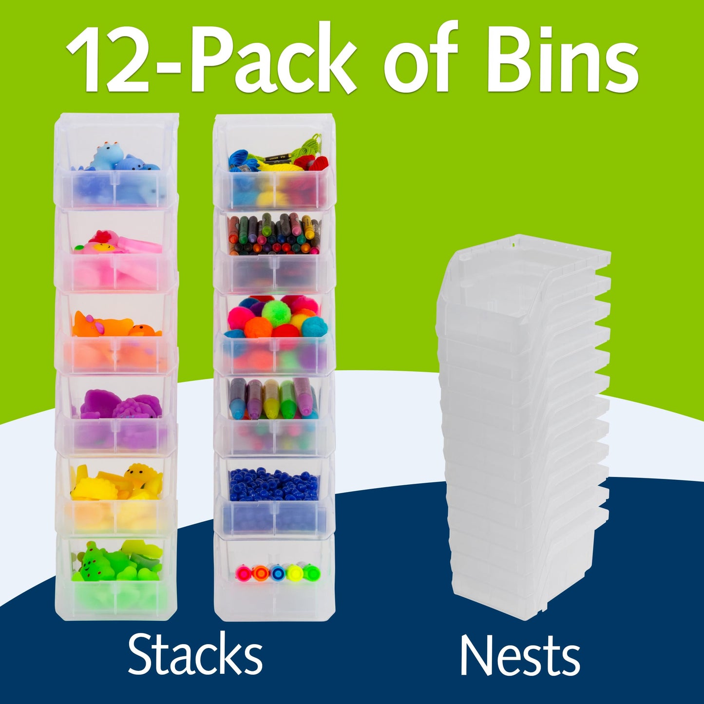 ReadySpace Plastic Containers for Organizing and Storage Bins for Drawers, Desks, Office
