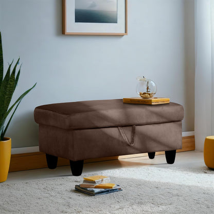 Ottoman Rectangular Storage Ottoman Bench, Flannel Footrest Stool Footstool with Lid for Living Room, Bedroom, Entryway, Chocolate, 28.5"x19"x17.5"
