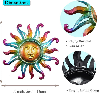 MACLARONX Metal Sun Wall Decor, Sun Face for Outdoor Garden Fence Yard Art Porch Door Patio Living Room Home Decorations Farmhouse Indoor Gift for Housewarming, G1