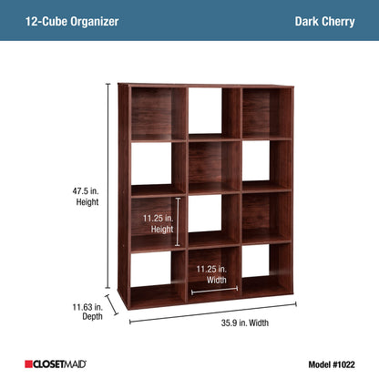 ClosetMaid Cubeicals 12 Cube Storage Shelf Organizer Bookshelf, Stackable, Vertical or Horizontal