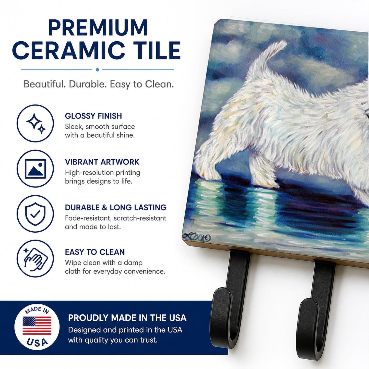 Caroline's Treasures 7334TH68 Misty Westie Leash or Key Holder, Wall Hooks, Key Hooks Holder, Coat
