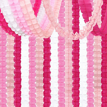 Rose-Red Pink-White Party-Decorations Streamers Garland - 157Ft Four-Leaf Clover Hanging Banner,Wedding Girl Birthday Baby Bridal Shower Engagement Bachelorette Decor Hugtmr