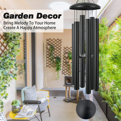 ASTARIN 60" Extra Large Wind Chimes Outside Metal WindChimes with Deep Tone, Outdoor Bass Windchimes for Patio Balcony Garden Yard Decoration,Black