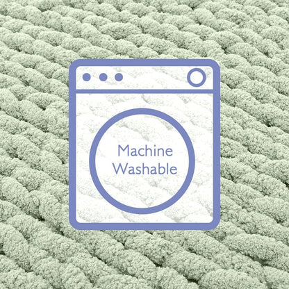 Bigacogo Chunky Knit Throw Blanket for Couch, 40x40 inches, 100% Hand Knitted with Thick Jumbo Chenille Yarn, Cozy Soft Large Rope Knot Cable Crochet Blankets for Sofa Bed Living Room, Sage Green