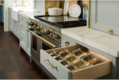 Rev-A-Shelf 22" 3 Tiered Seasoning Organizer, Trim-to-Fit Wooden Kitchen Draw and Cabinet Home Storage Insert, Pull Out Spice Rack, Maple, 4SDI-24