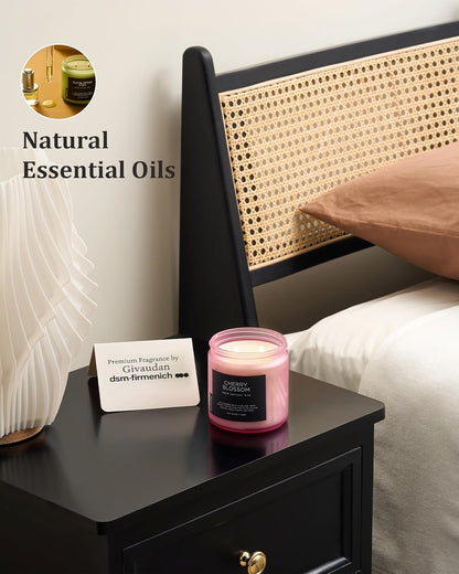M&SENSE Cherry Blossom Scented Spring Candle, 70 Hours Long Lasting Soy Wax 11.6oz Stress Relief Aromatherapy Candles, Romantic Gifts for Women, Glass Jar for Bedroom Decor