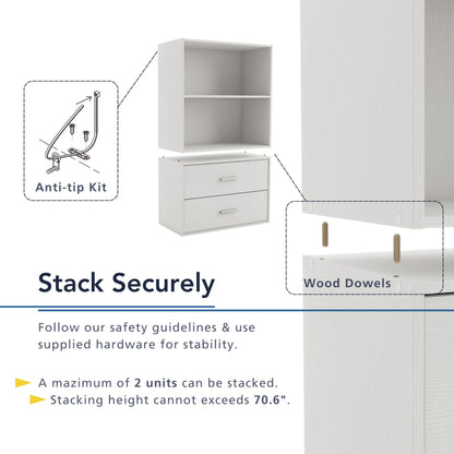 Homes: Inside + Out Apexa 2-Drawer Wooden Stackable Storage Drawers, Small Food Pantry Cabinet