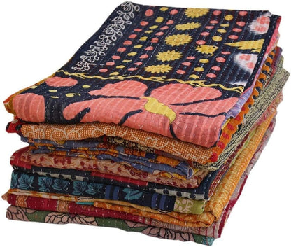 Wholesale Mix lot Tribal Kantha Quilts Vintage Cotton Bed Cover Sari Throw Old Assorted Patches Rally (3)
