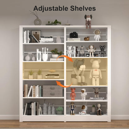 5-Tier Industrial Bookshelf, White Bookcases and Bookshelves,Tall Metal Book Shelf Storage Organizer,Freestanding Bookshelf for Living Room,Home Office (White, Shelf-3)