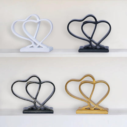 Gold Heart Sculpture for Living Room Decor Heart Decoration Gift for Her and Him Love Wedding Anniversary Couples Gift Modern Heart Statue for Home Coffee Table Dining Table Centerpiece Birthday Gift