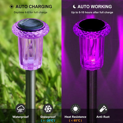 DenicMic Halloween Solar Lights Outdoor 15 Pack Purple LED Waterproof Yard Garden Patio Backyard Pathway Walkway Landscape Lawn Outside Halloween Decorations Outdoor