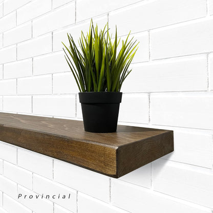 URBANDI, Rustic Floating Shelves, Set of 2, Hidden Bracket, Solid Wood, Heavy Duty, Wall Mounted Shelves, (Provincial, 48Wx12D)