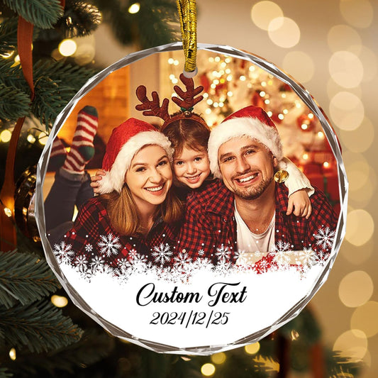 Personalized Photo Text Ornaments, Custom Ornaments for Family Couple Friend Children, Personalized Decorative Hanging Glass Decor, Custom Gifts for Person/Pet, Festival Birthday Gifts