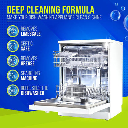 Washing Machine & Dishwasher Cleaner Tablets, 50 Count, Unscented, Compatible with Front/Top Loader & HE Washers, Removes Residue, Stains, Grime & Limescale, 12-Month Supply
