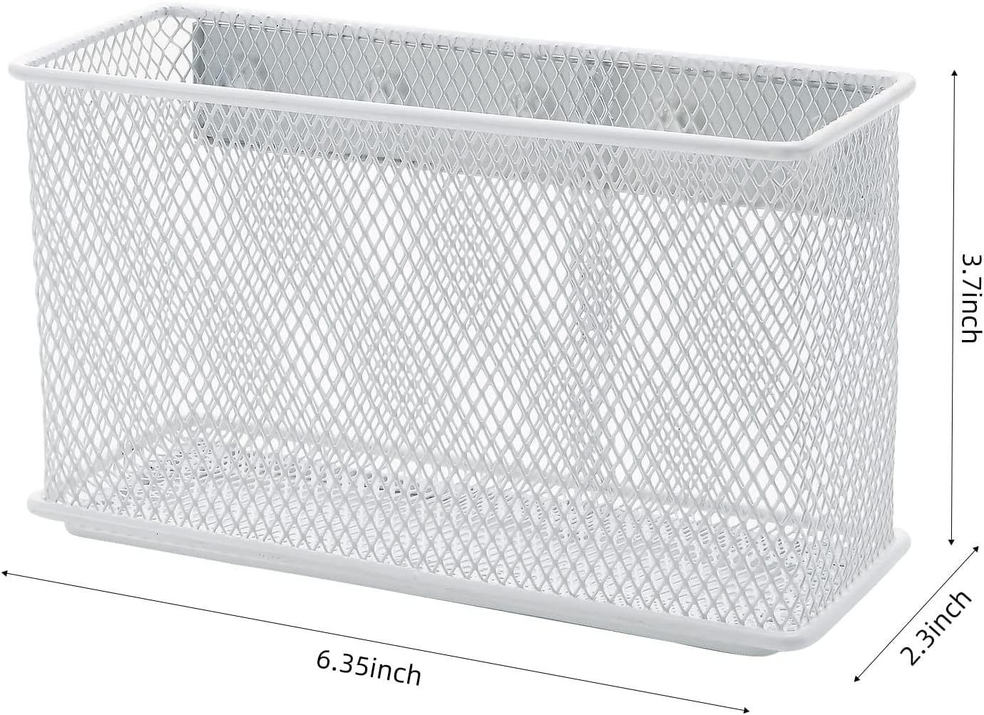 dedoot Magnetic Pencil Holder for refrigerator Storage Magnetic Basket Mesh White Strong Magnetic Pen Holder for Refrigerator,Whiteboard, Locker, Home and Office Organizer, 6.3x2.3x3.6inch