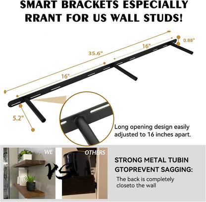 BGMG Wood Floating Shelves 48 inch, Wide Rustic Wooden Wall Shelves for Bathroom Living Room Bedroom Kitchen Farmhouse Set of 2-48x 6.7 x1.25 inch- Black