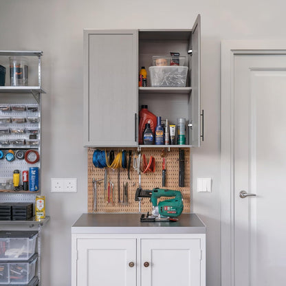 FIMELLO 30" Laundry Room Cabinets Wall Mounted, Ashen Gray