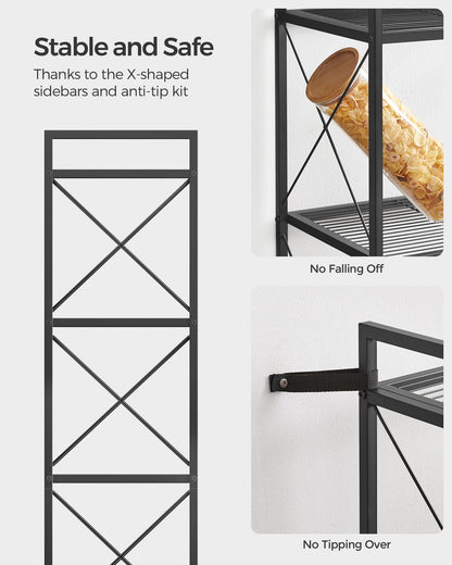 SONGMICS 4-Tier Metal Storage Rack, Shelving Unit with X Side Frames
