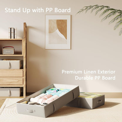 2-Pack Under Bed Storage Containers, 6 Inches Tall Underbed Clothes Storage Organizer Bin with Sturdy Sidewalls/Bottom, Underbed Storage Bins 2 Storage Thin Bins