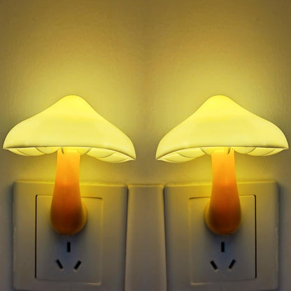 AUSAYE 2 Pack Sensor LED Night Light Plug in NightLight Energy Saving Wall Lamp Mushroom Night Lights for Bedroom, Bathroom,Toilet,Hallway,Kitchen,Kids,Adults Warm White