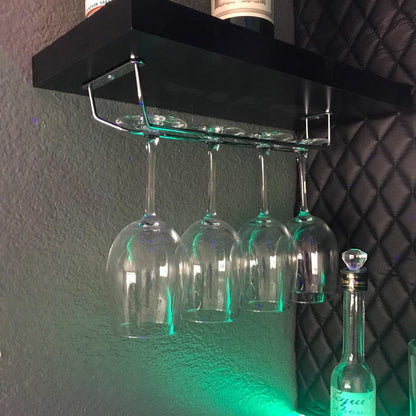 14-Inch Wine Glass Rack, Under Cabinet Wine Glass Holder Stainless Steel Chrome Finish Stemware Rack - Hanging Stemware Holder for Cabinet Kitchen Bar, Set of 2