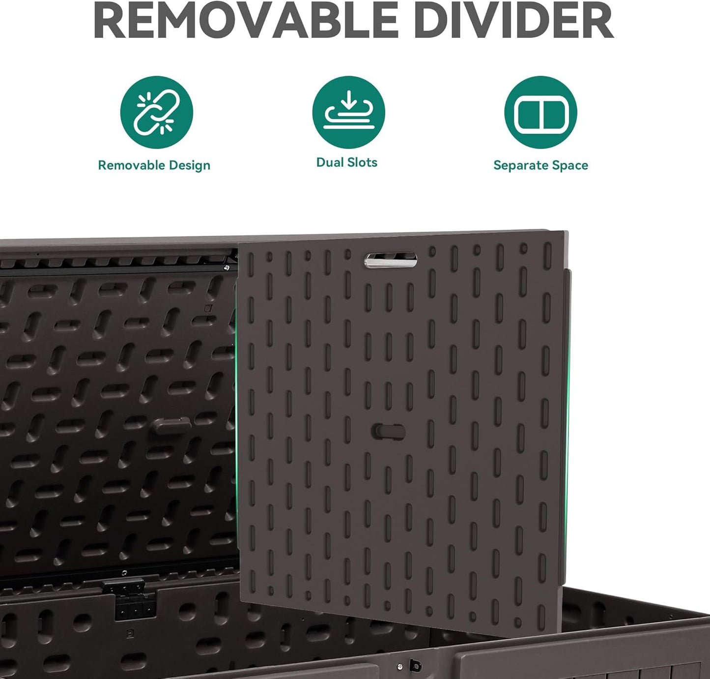 YITAHOME 200 Gallon Double-Wall Deck Box with Divider & Side Handles, Outdoor Large Storage for Patio Furniture Cushions, Garden Pool Accessories, Water Resistant & Lockable