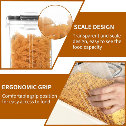 Cereal Containers Storage Set (4L / 135.2oz), 4PCS Airtight Food Storage Containers with Lids, Cereal Dispensers for Kitchen Pantry Organization and Storage with Pour Spout, 20 Labels, Marker