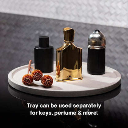 Simon Brothers Concrete Fruit Bowl and Tray Set for Kitchen Counter - Large Decorative Bowls for Home Decor - Modern Key Bowl for Entryway Table - Key Holder and Vanity Tray