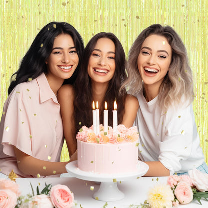 3 Pack Foil Fringe Backdrop - Transparent Green Shiny Tinsel Curtains for Party Decoration/Photo Booth Props - 3.3x8.2 FT Metallic Foil Backdrop for Birthday Wedding Graduation Christmas