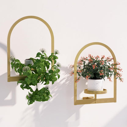 Wall Plant Holder, Wall Planter for Indoor Plants, Window Plant shelves for Multiple Plants Indoor Outdoor, Framed Plant Holder for Home Decor (2 Pack)