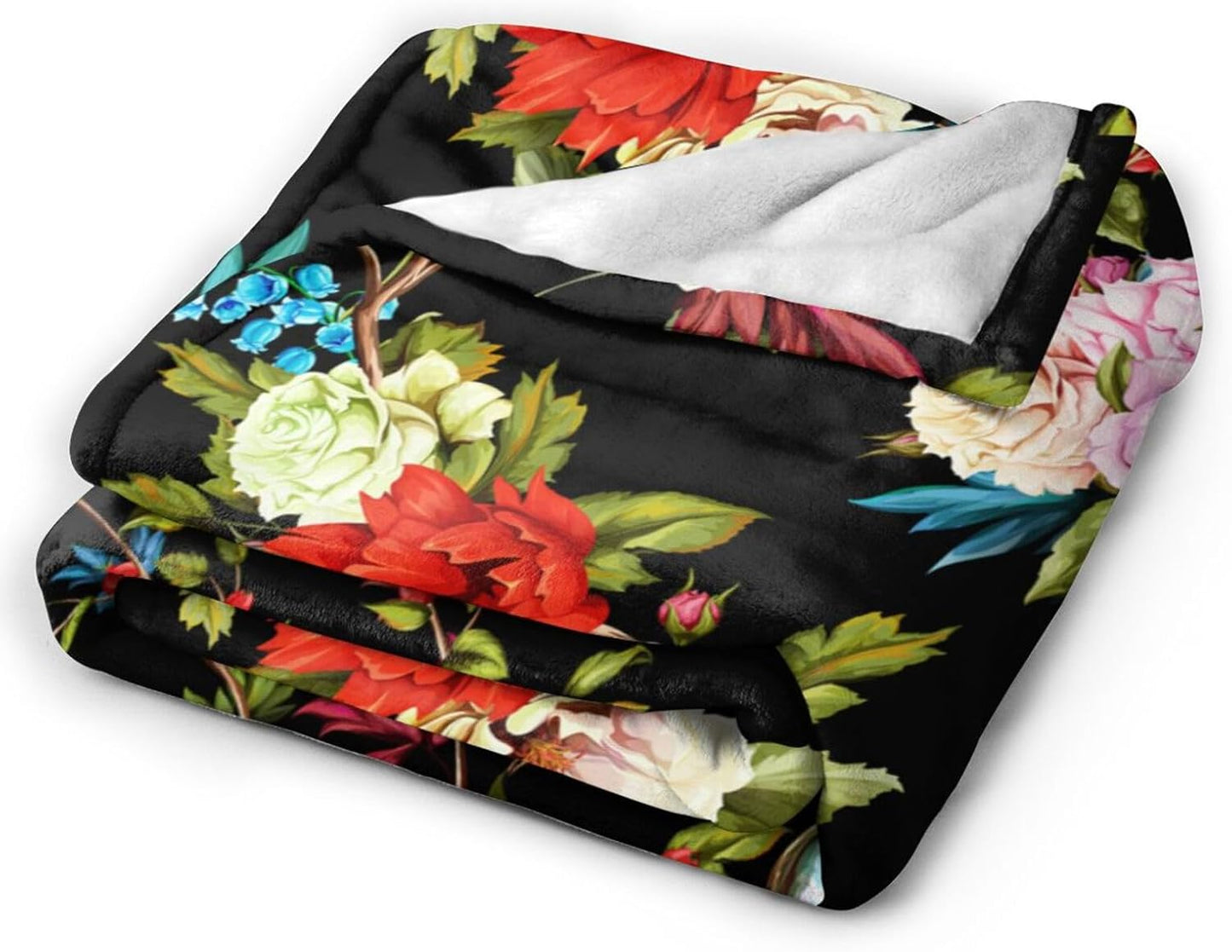 HGOD DESIGNS Wild Flowers Blanket for Women, Lightweight Soft Fleece Flannel Throw Blanket Peony Roses Sofa Couch Living Room 50x60 Inch