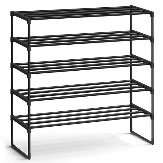 SONGMICS Shoe Rack, 5-Tier Shoe Organizer, Metal Storage Shelf, Upright or Upside Down, for 20-25