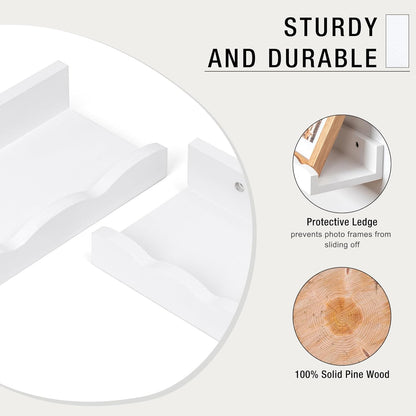 Fun Memories Picture Ledge Shelf for Wall, 36 inch Pine Wood Nursery Book Shelves Set of 2- Wall Book Shelves for Kids Room, Home Decor - Kitchen Spice-White