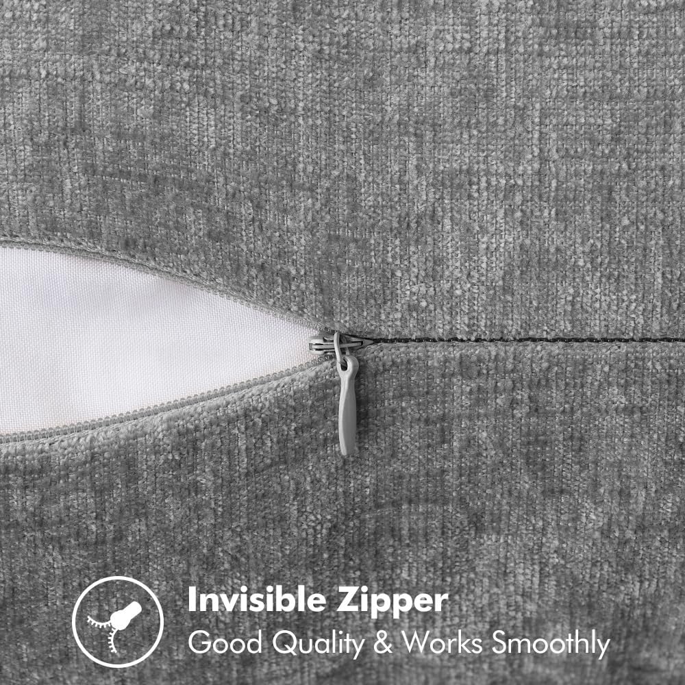 MIULEE Pack of 2 Couch Throw Pillow Covers 18x18 Inch Dark Gray Farmhouse Decorative Pillow Covers with Stitched Edge Soft Chenille Solid Dyed Spring Pillow Covers for Sofa Bed Living Room