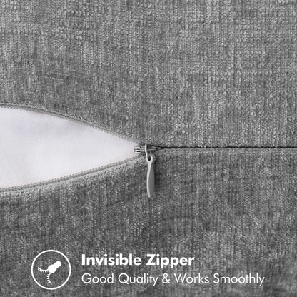 MIULEE Pack of 2 Couch Throw Pillow Covers 24x24 Inch Dark Gray Farmhouse Decorative Pillow Covers with Stitched Edge Soft Chenille Solid Dyed Spring Pillow Covers for Sofa Bed Living Room