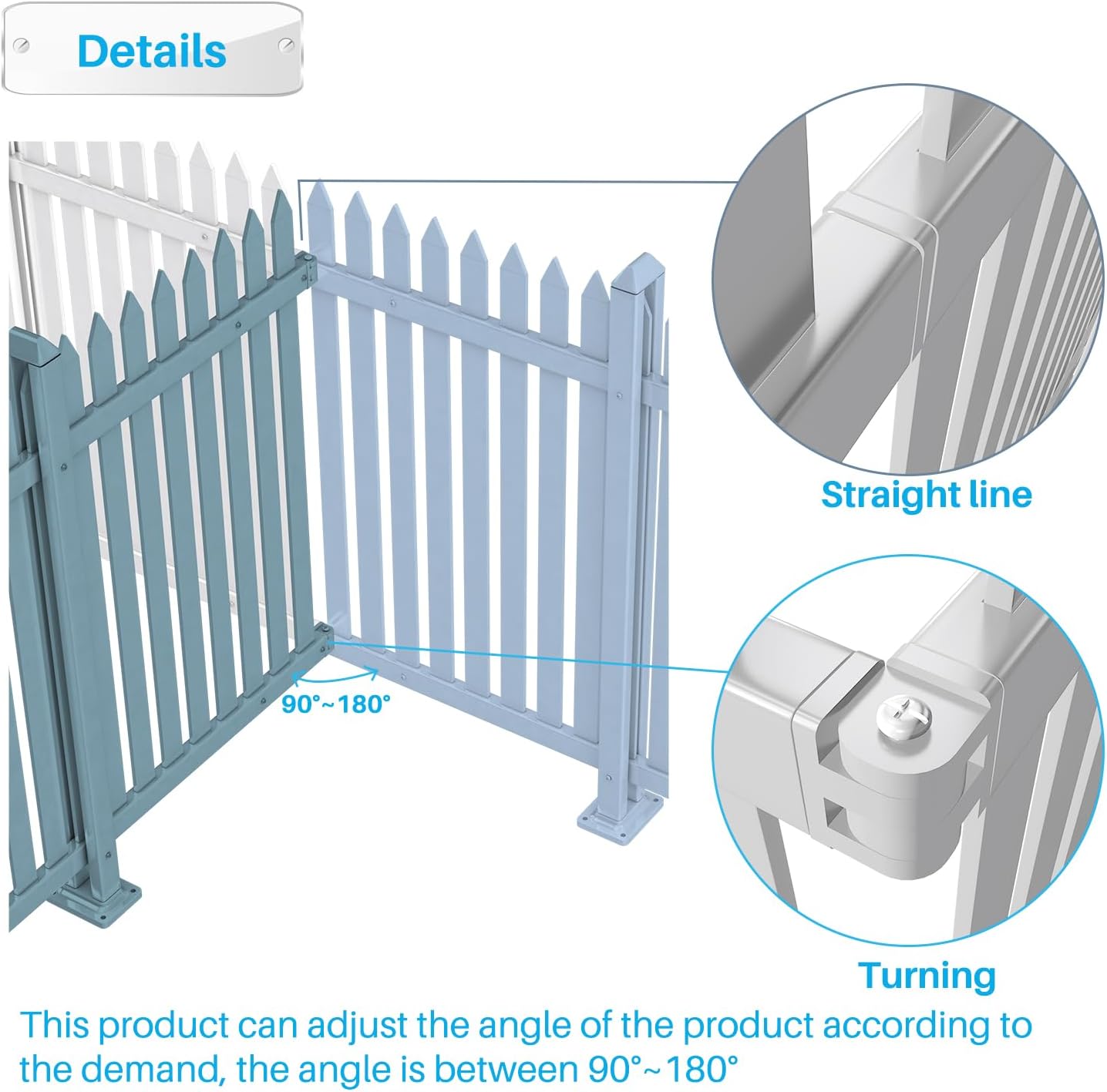 Patio 5 Sets Vinyl Picket Fence Panels 36" H x 84" W White PVC Decorative Fence for Front Yard Porch Patio Deck Pool Air Conditioner Fence Safety Dog Fence (34 Pickets, Straight)