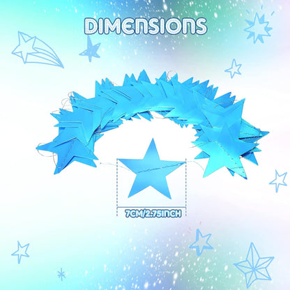 Patelai Glitter Star Garland Banner Decor 130 Feet Star Hanging Bunting Banner Twinkle Backdrop for Homecoming Classroom Wedding Birthday Halloween Christmas Party Supplies(Holographic Blue)