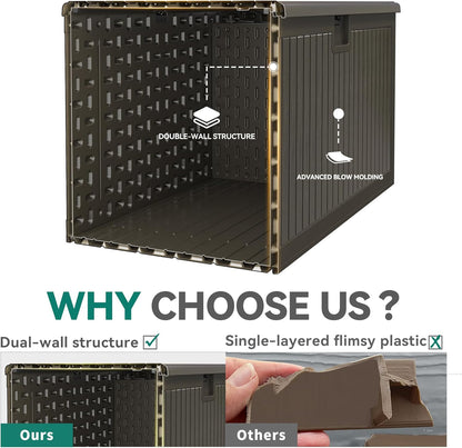 YITAHOME 90 Gallon Double-Wall Deck Box with Side Handles, Outdoor Large Storage for Patio Furniture Cushions, Garden Pool Accessories, Water Resistant & Lockable