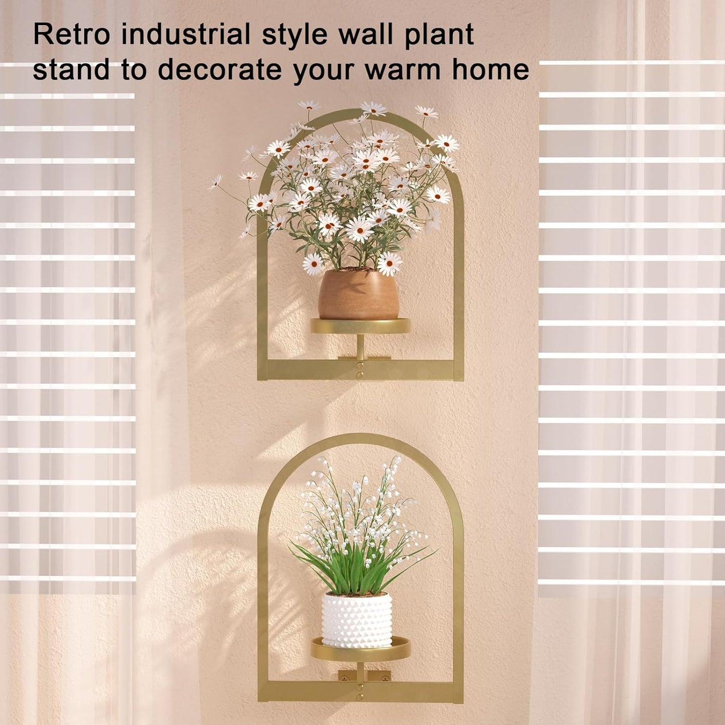 Wall Plant Holder, Wall Planter for Indoor Plants, Window Plant shelves for Multiple Plants Indoor Outdoor, Framed Plant Holder for Home Decor (2 Pack)