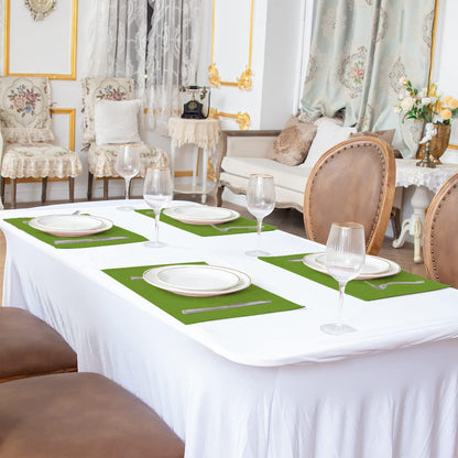 Cloth Placemats Set of 8, Linen Type Fabric Placemats Machine Washable Heat Resistant Placemats Wrinkle Free Thick Polyester Kitchen Place Mats for Dining Table (Green)