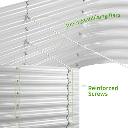 Land Guard 24“ Tall 4×2ft Galvanized Raised Garden Bed Kit, Galvanized Planter Garden Boxes Outdoor, Oval Large Metal Raised Garden Bed for Vegetables(Pearl White, 4×2×2ft)