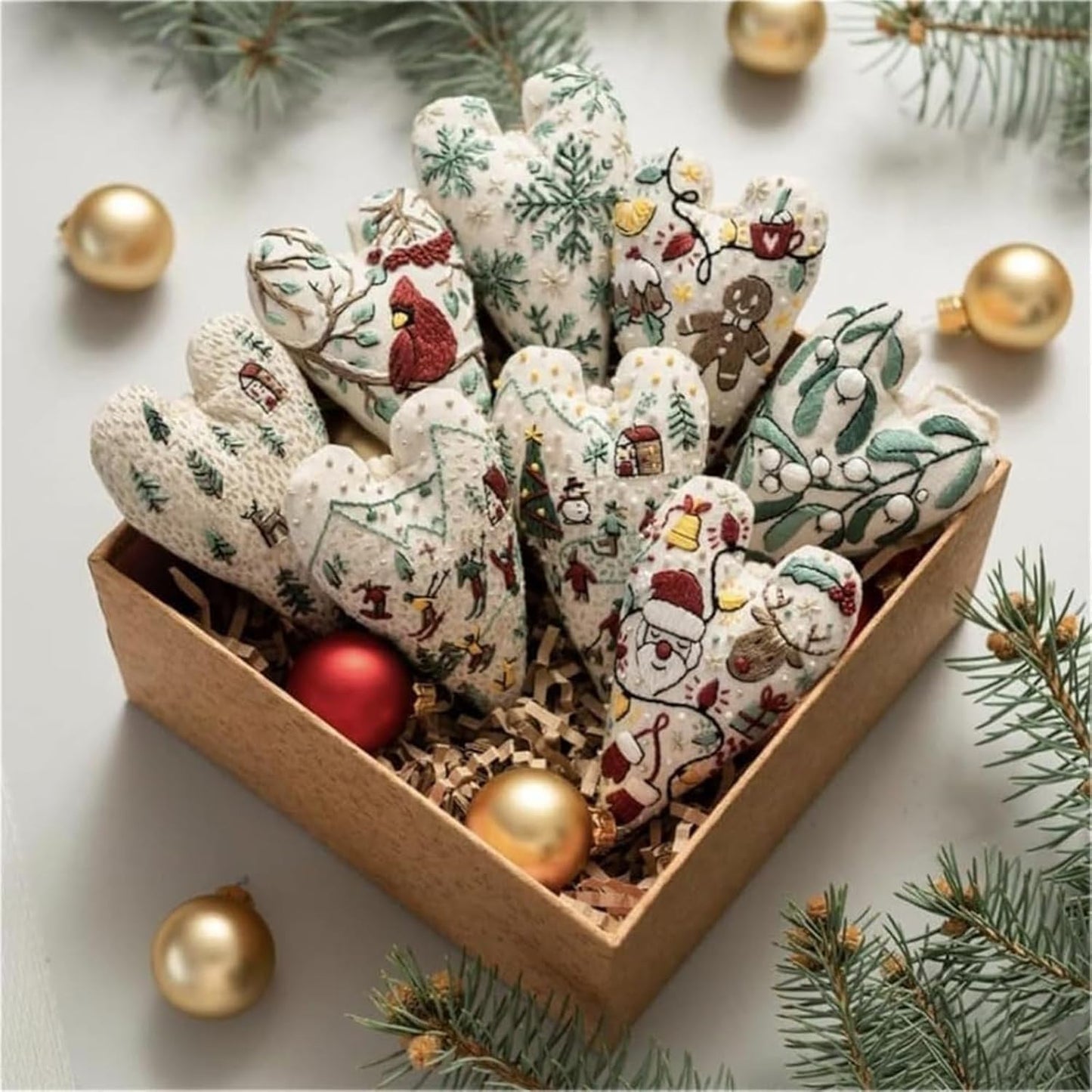 2026 Christmas Embroidery Kit for Beginners - Complete DIY Hand Embroidery Ornament Set with Easy Instructions, Create Festive Tree Hanging Decorations