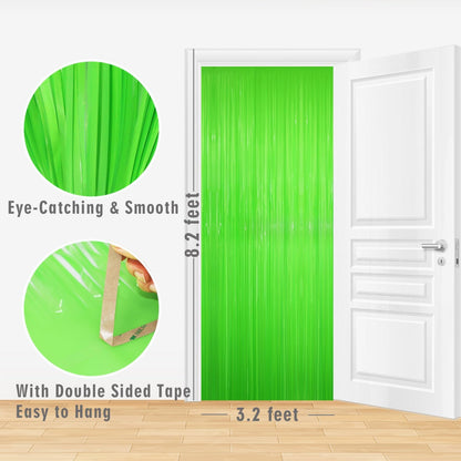 GOER 3.2 ft x 8.2 ft Metallic Tinsel Foil Fringe Curtains Party Photo Backdrop Party Streamers for Birthday,Graduation,New Year Eve Decorations Wedding Decor(1 Pack,Candy Lime Green)