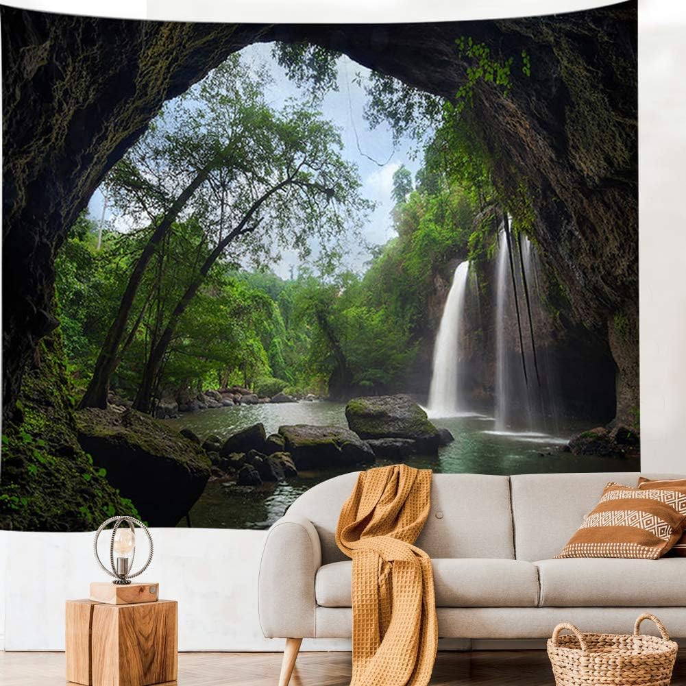 Llamazing Forest Home Decor Tapestry - Living Room Bedroom Decoration Curtain for Landscape and Magic (Waterfall, 78''L60''W)