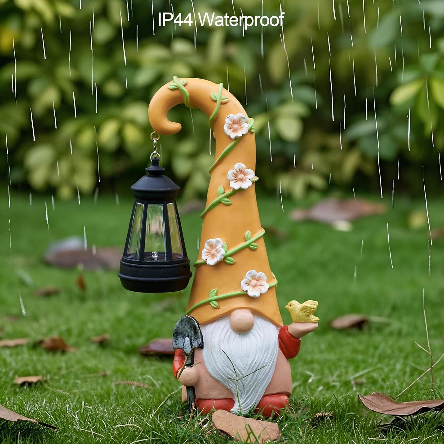 RM ROOMERS Solar Gnome Statue Light Garden Lantern Solar Gnome Outdoor Figurine Light for Yard Decorations Solar Light Resin Gnomes for Patio Decor Garden Housewarming Birthday Gifts for Women