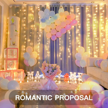 suddus Color Changing Curtain Lights, 200 Led 6.5ft x 6.5ft Hanging String Lights Outdoor, Fairy Curtain Lights for Bedroom, Window, Wall, Wedding, Party, Birthday Decor Warm White & Fuchsia