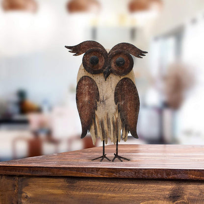 Rustic Owl Figurines Decor Animal Statue for Home - Wooden Stand Owl Sculptures Decorations for Living Room Bedroom - Shelf Decoration Decorative Tabletop Collection (Owl Family)